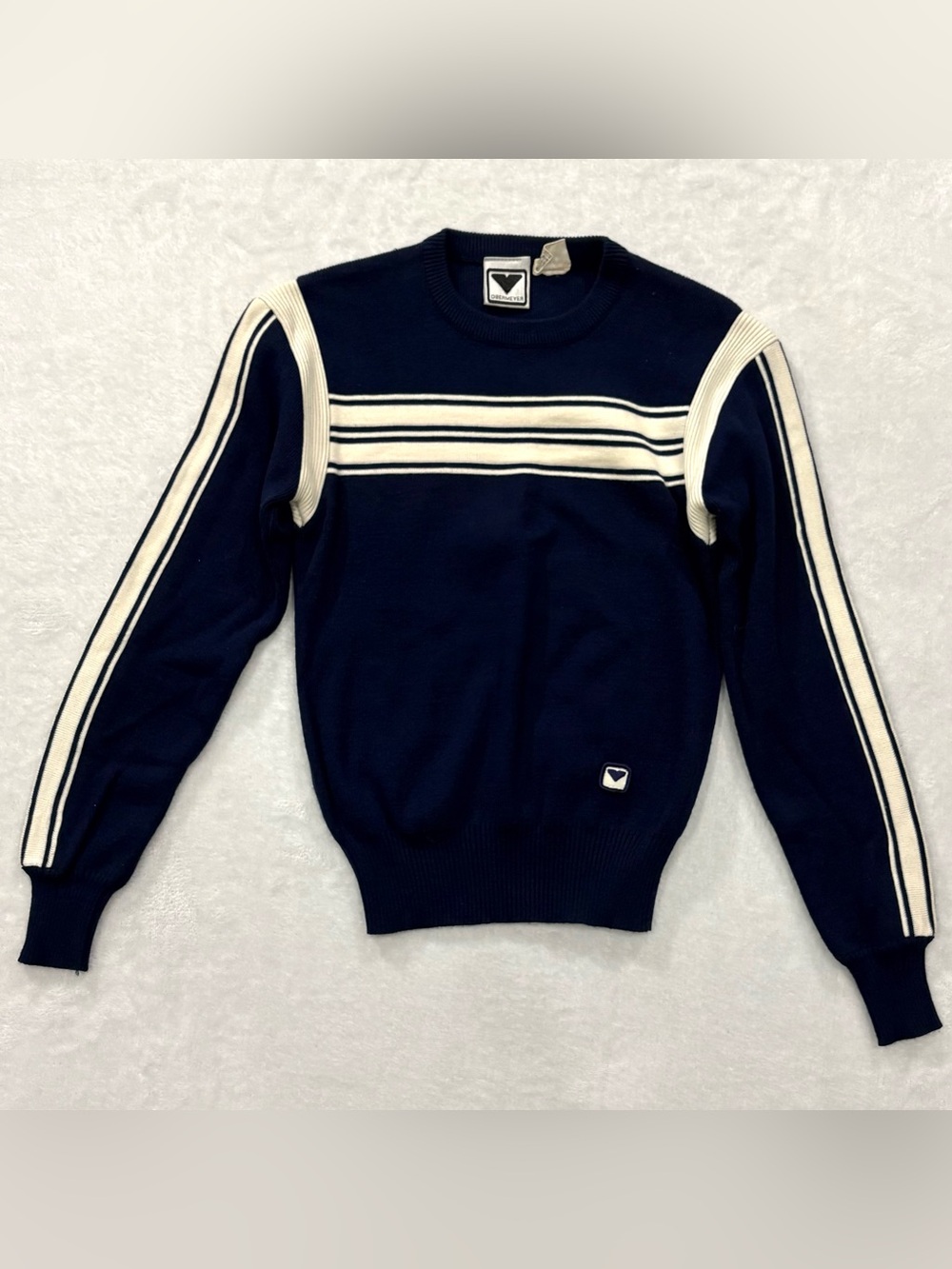 Obermeyer Blue & White Crew Neck Knit Pullover Sweater Youth Boys Juniors L/14